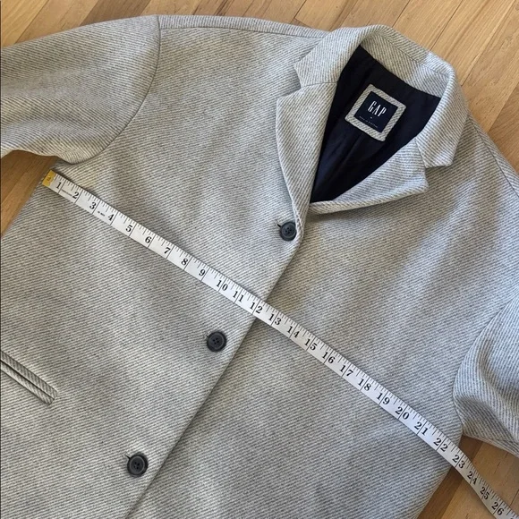 GAP NEW Drop Shoulder Gray and White Wool Blend Coat M - Picture 6 of 11